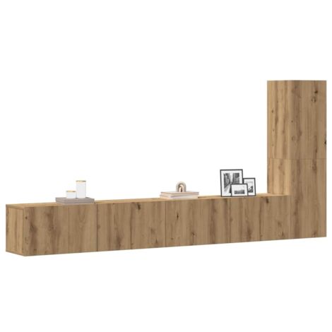 Mueble para TV de pared madera contrachapada artesanal 3 piezas
