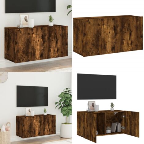 Mueble para TV de pared roble ahumado 80x30x41 cm - Mueble de pared - Soporte de TV