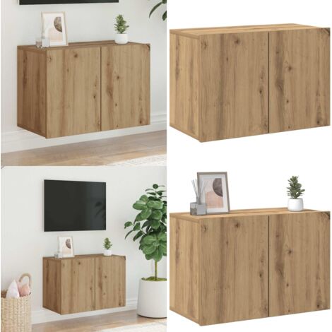 Mueble para TV de pared roble artesanal 60x30x41 cm - Mueble de pared - Madera artesanal