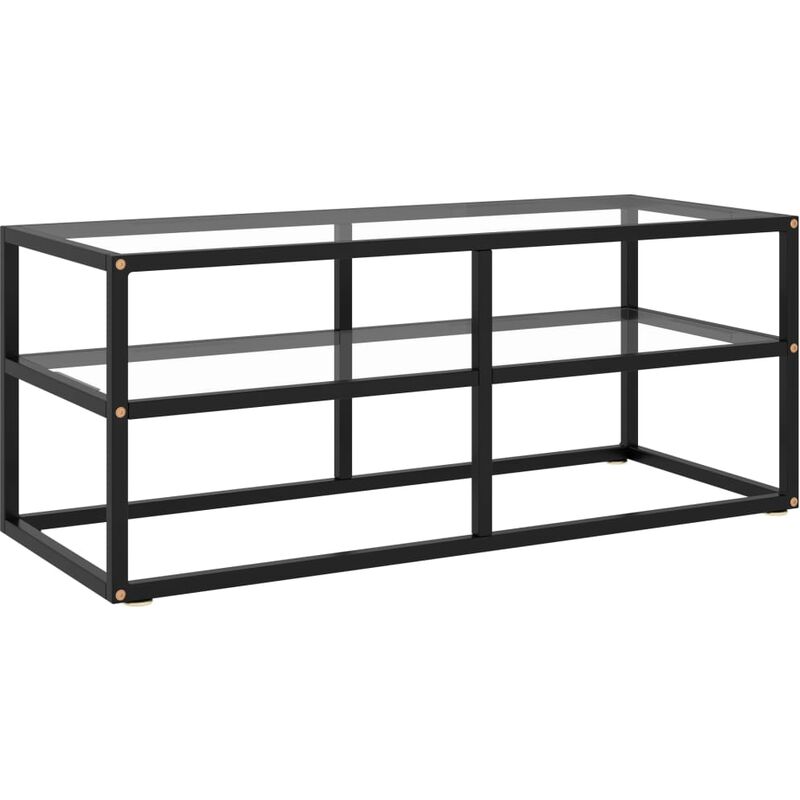 

Mueble para TV de vidrio templado negro 100x40x40 cm