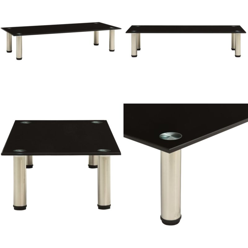 Mueble para TV de vidrio templado negro 80x35x17 cm - Mueble de vidrio templado - Mueble moderno