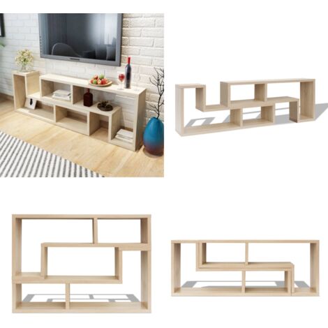 Mueble para TV en forma de L color roble - Estantería en forma de L - Mueble de TV multifuncional