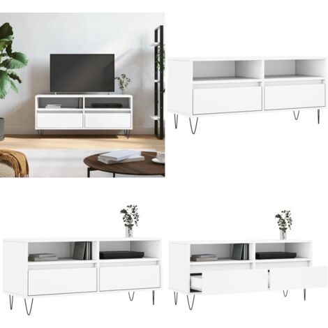 Mueble para TV madera contrachapada blanco 100x34,5x44,5 cm - Madera contrachapada - Almacenamiento