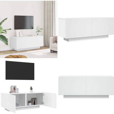 Mueble para TV madera contrachapada blanco 100x35x40 cm - Mueble de madera - Armario para TV