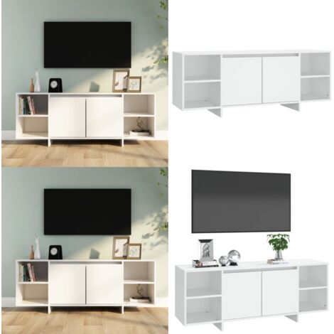 Mueble para TV madera contrachapada blanco 130x35x50 cm - Mueble bajo - Armario blanco