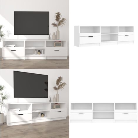 Mueble para TV madera contrachapada blanco 150x33,5x45 cm - Madera contrachapada - Mueble de TV blanco