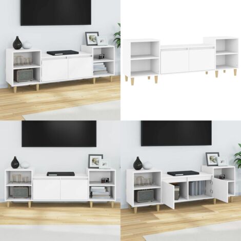 Mueble para TV madera contrachapada blanco 160x35x55 cm - Madera contrachapada - Almacenamiento