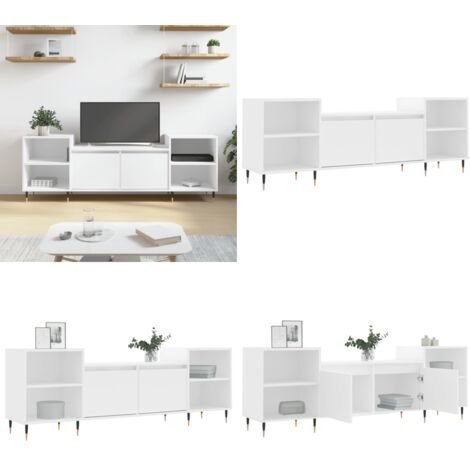 Mueble para TV madera contrachapada blanco 160x35x55 cm - Madera contrachapada - Armario para TV