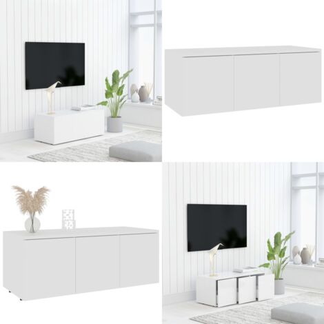 Mueble para TV madera contrachapada blanco 80x34x30 cm - Mueble de madera - Mueble blanco