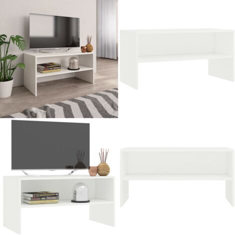 Mueble para TV madera contrachapada blanco 80x40x40 cm - Mueble de madera contrachapada - Mueble de TV blanco