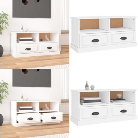 Mueble para TV madera contrachapada blanco 93x35,5x45 cm - Madera contrachapada - Mueble de TV blanco