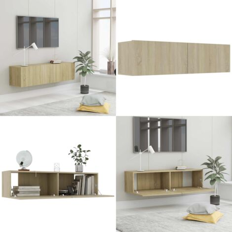 Mueble para TV madera contrachapada color roble 120x30x30 cm - Mueble de pared - Mueble de madera
