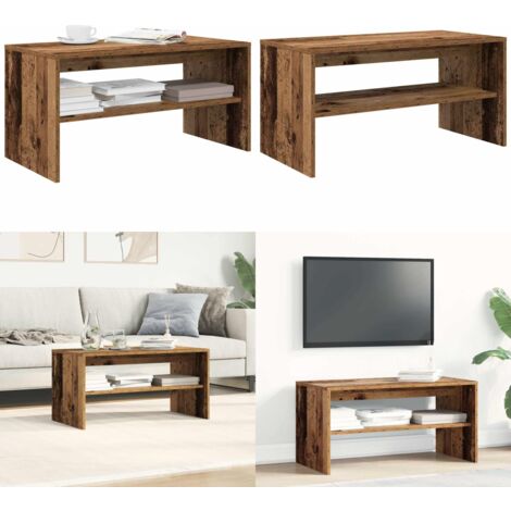 Mueble para TV madera contrachapada envejecida 80x40x40 cm - Mesa de café - Almacenamiento