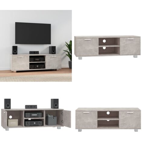 Mueble para TV madera contrachapada gris hormigón 120x40,5x35cm - Mueble de madera contrachapada - Soporte para TV