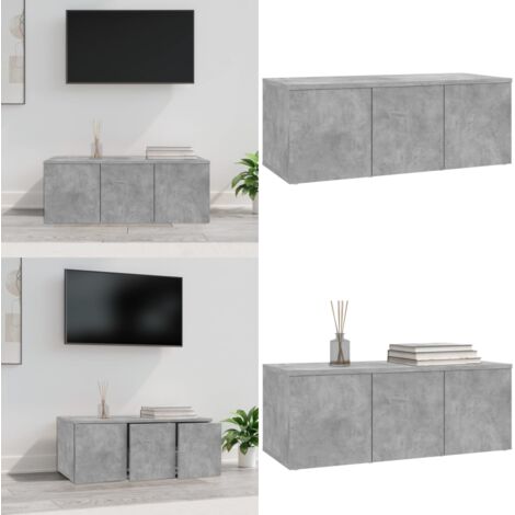 Mueble para TV madera contrachapada gris hormigón 80x34x30 cm - Mueble de madera - Mueble de TV gris hormigón