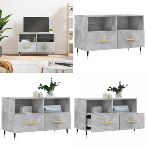 Mueble para TV madera contrachapada gris hormigón 80x36x50 cm - Madera contrachapada - Mueble de TV gris hormigón