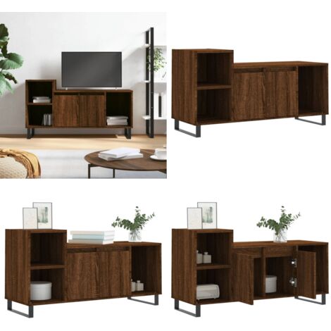 Mueble para TV madera contrachapada marrón roble 100x35x55 cm - Madera contrachapada - Mueble de TV