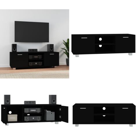 Mueble para TV madera contrachapada negro 120x40,5x35 cm - Soporte para TV - Mueble de madera contrachapada