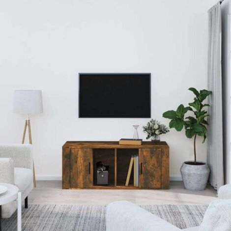 Mueble para TV madera contrachapada roble ahumado 100x35x40 cm vidaXL