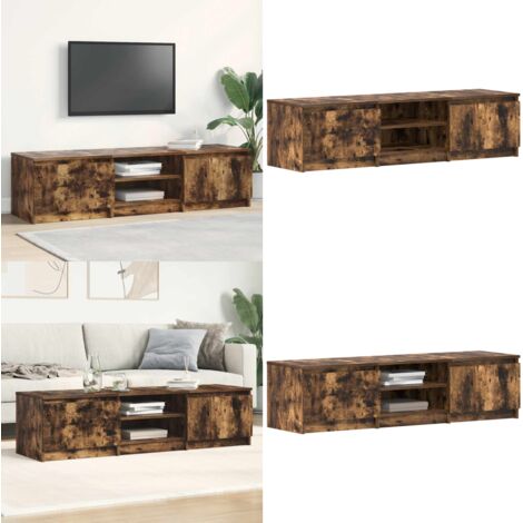 Mueble para TV madera contrachapada roble ahumado 140x40x35,5cm - Mueble de TV - Armario para TV