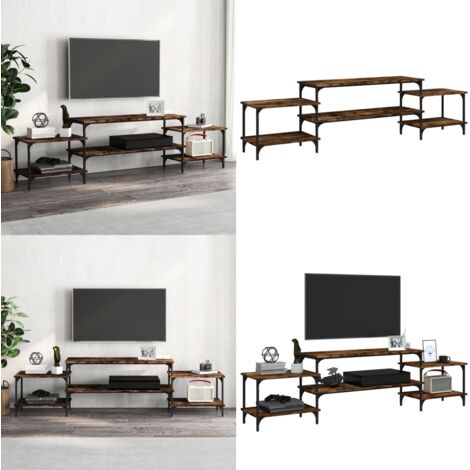 Mueble para TV madera contrachapada roble ahumado 197x35x52 cm - Madera contrachapada - Mueble de TV