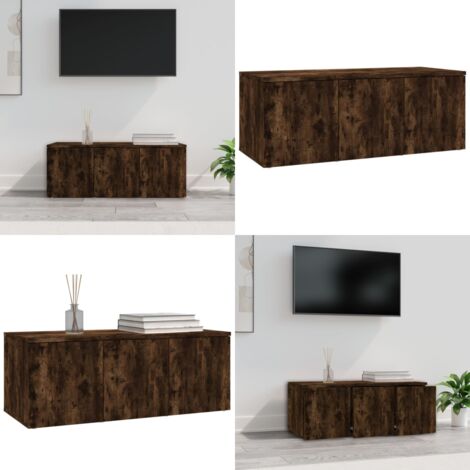 Mueble para TV madera contrachapada roble ahumado 80x34x30 cm - Madera contrachapada - Soporte para TV