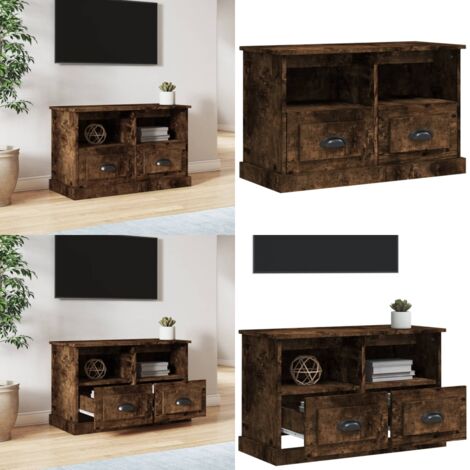 Mueble para TV madera contrachapada roble ahumado 80x35x50 cm - Madera contrachapada - Roble ahumado
