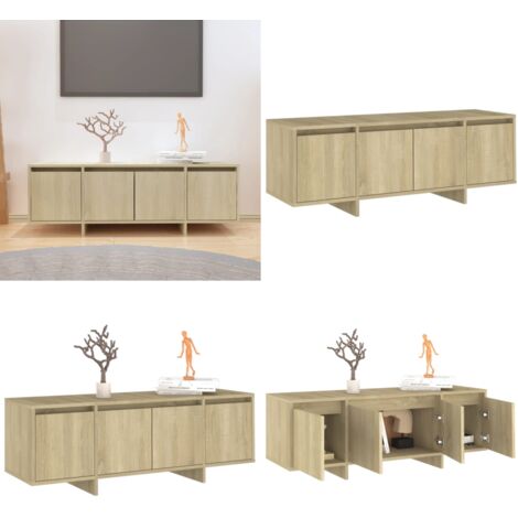 Mueble para TV madera contrachapada roble Sonoma 120x30x40,5 cm - Mueble bajo - Armario de madera