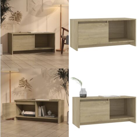 Mueble para TV madera contrachapada roble Sonoma 90x35x40 cm - Mueble bajo - Armario de madera