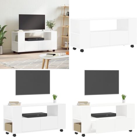 Mueble para TV madera de ingeniería blanco 102x34,5x43 cm - Madera de ingeniería - Mueble de TV