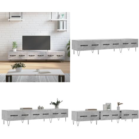 Mueble para TV madera de ingeniería gris hormigón 150x36x30 cm - Madera contrachapada - Mueble de TV gris hormigón
