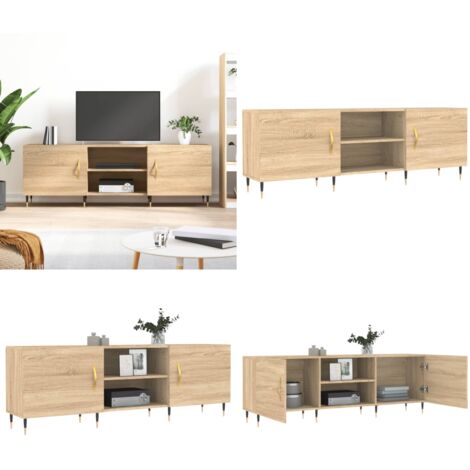 Mueble para TV madera de ingeniería roble Sonoma 150x30x50 cm - Madera contrachapada - Mueble de TV