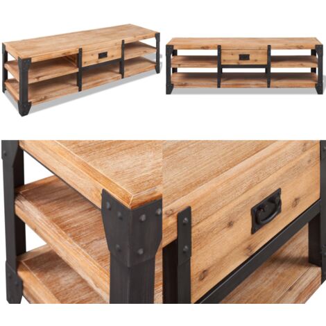 Mueble para TV madera maciza de acacia 140x40x45 cm - Madera maciza - Acacia