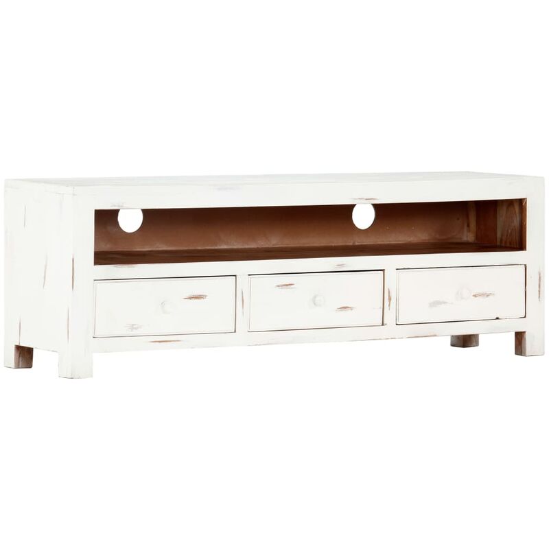 

Mueble para TV madera maciza de acacia blanco 120x30x40 cm