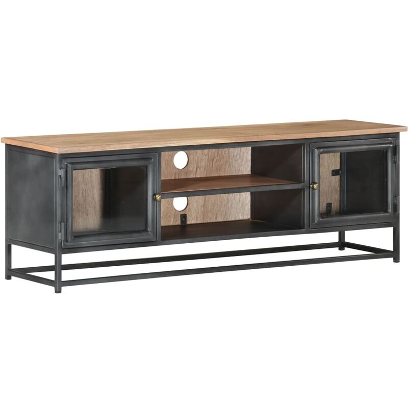 

Mueble para TV madera maciza de acacia y acero gris 120x30x40cm - Gris