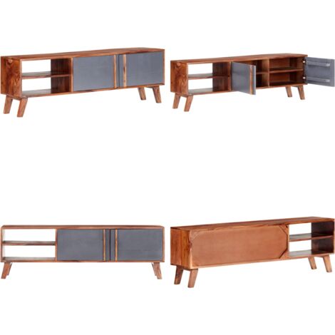 Mueble para TV madera maciza gris 140x30x35 cm - Mueble de madera - Armario estéreo