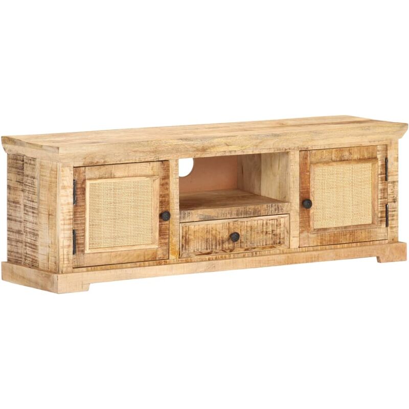 

Mueble para TV madera maciza mango y caña natural 120x30x40 cm - Marrón