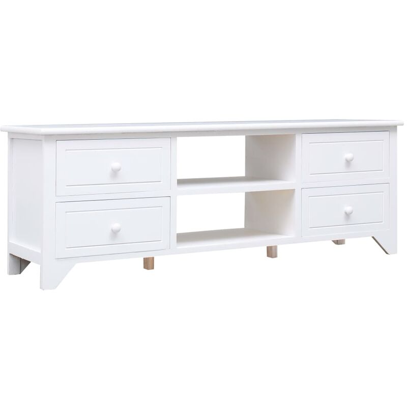 

Mueble para TV madera Paulownia blanco 115x30x40 cm