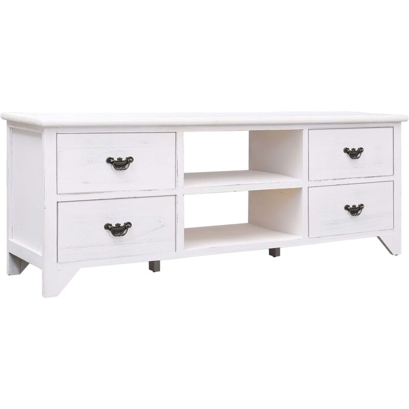 

Mueble para TV de Madera de Paulownia 115x30x40 cm Blanco Antiguo - Blanco - Vidaxl