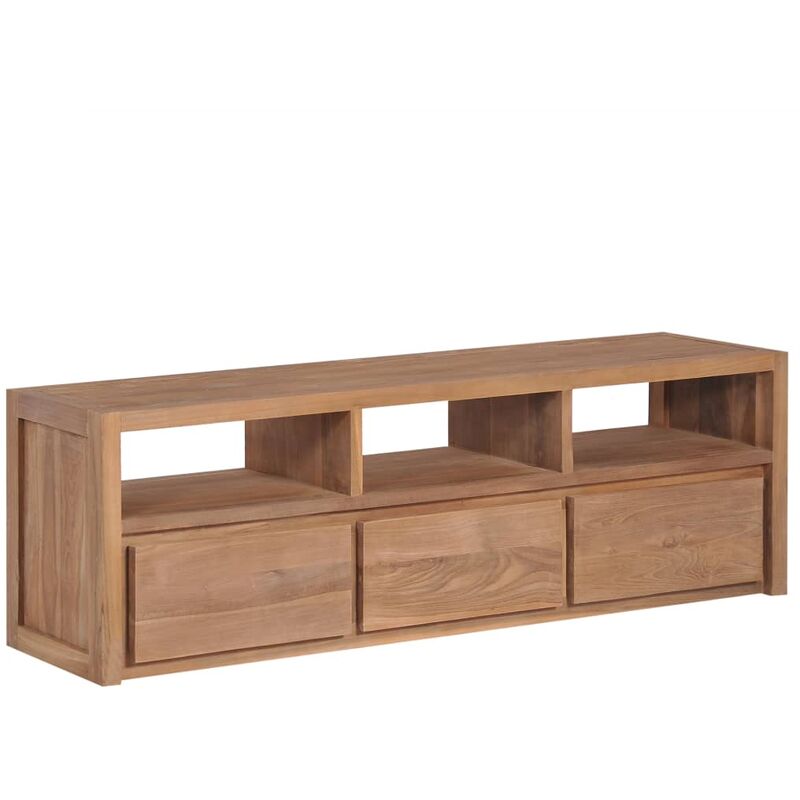

Mueble para TV madera teca maciza acabado natural 120x30x40 cm - Marrón - Vidaxl