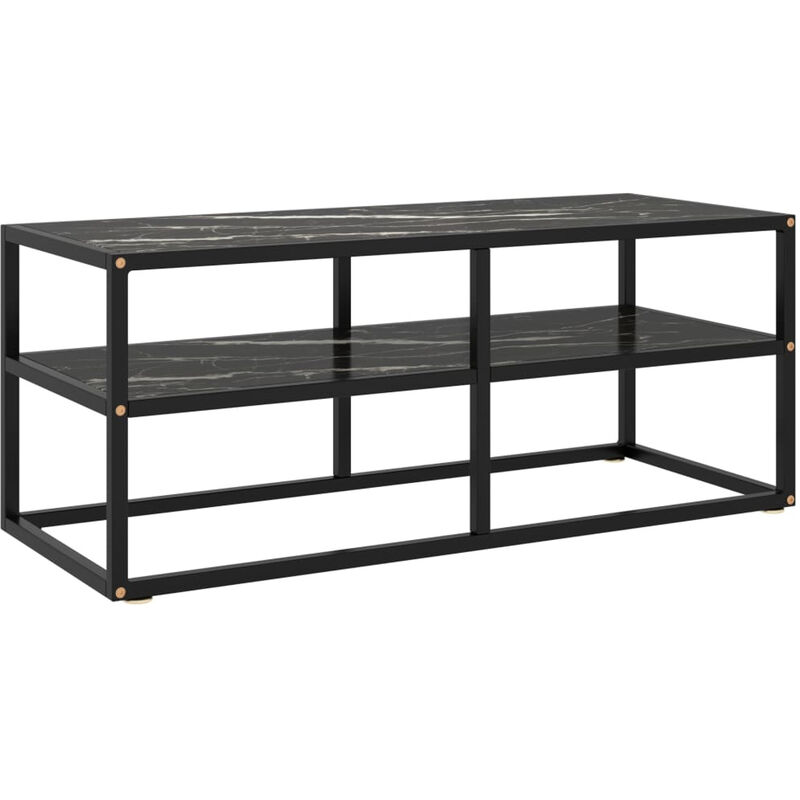 

Mueble para TV negro con vidrio de marmol negro 100x40x40 cm