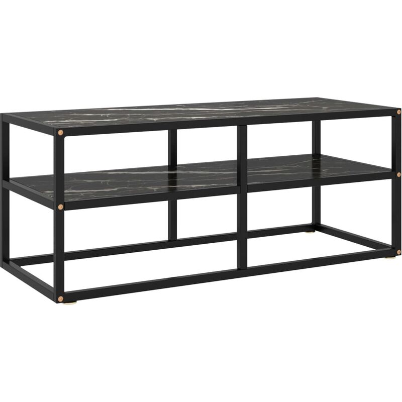 

Youthup - Mueble para TV negro con vidrio de mármol negro 100x40x40 cm - Negro