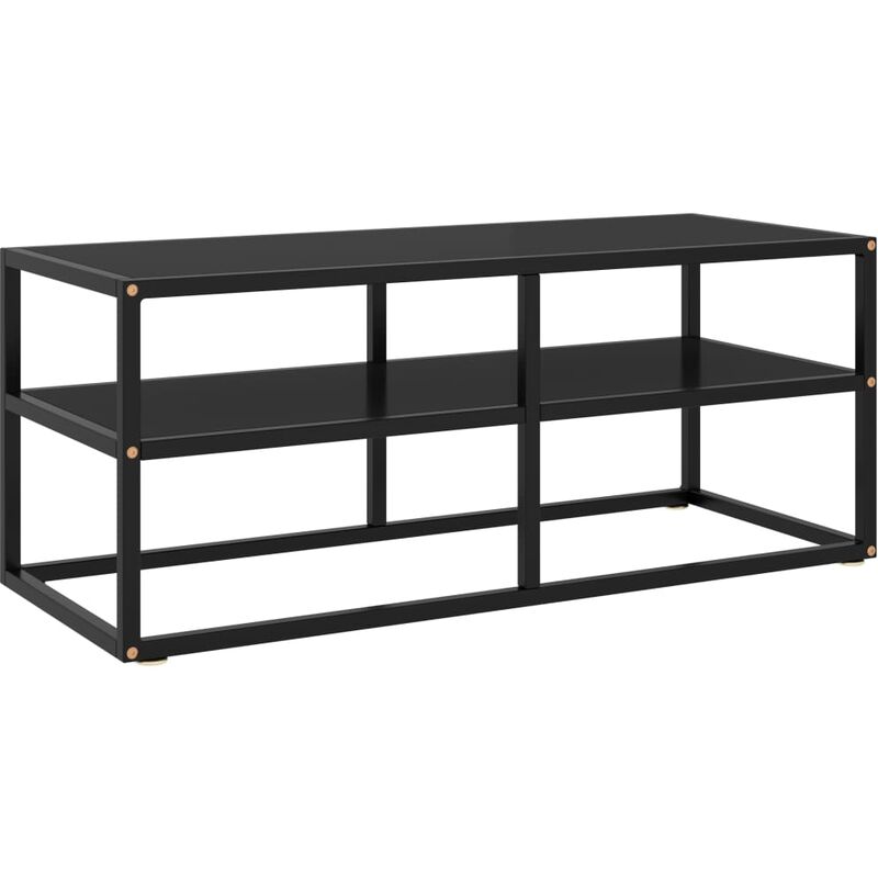 

Mueble para TV negro de vidrio negro 100x40x40 cm