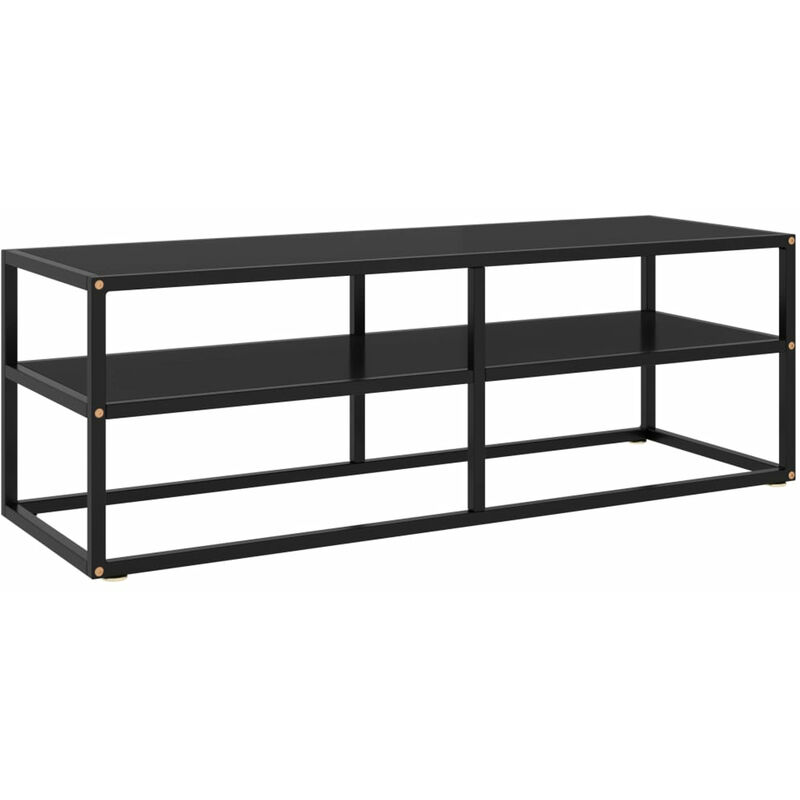 

Mueble para TV negro de vidrio negro 120x40x40 cm