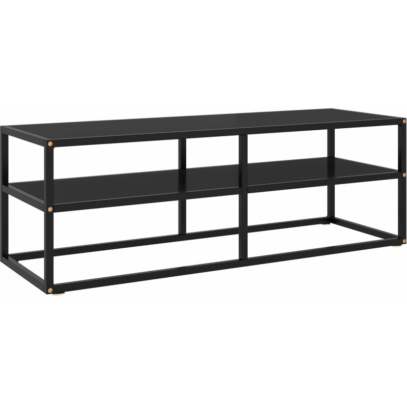 

Mueble para TV negro de vidrio negro 120x40x40 cm