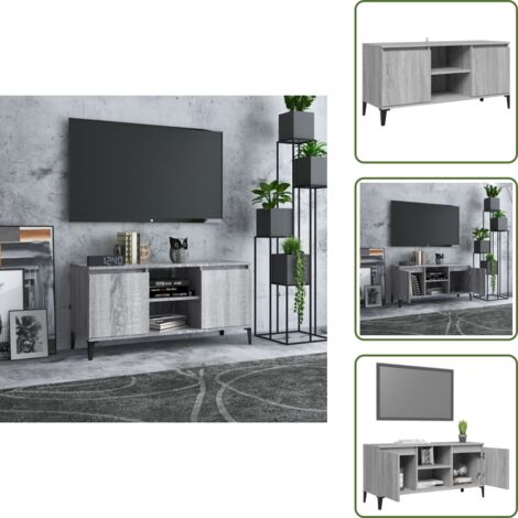 Mueble para tv - vidaXL Mueble de TV con patas de metal gris Sonoma 103,5x35x50 cm - Estante de tv