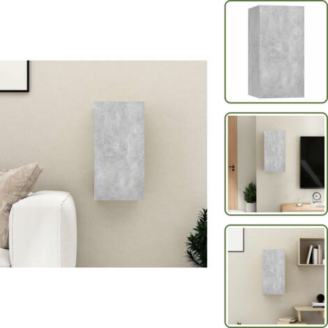 Mueble para TV - vidaXL Mueble para TV madera contrachapada gris hormigón 30,5x30x60 cm - Armario de madera