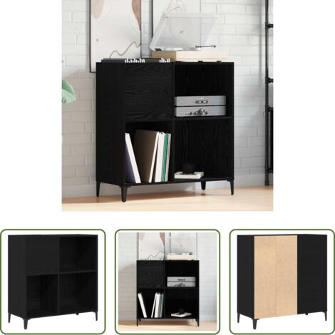 Mueble para vinilos -  Mueble para discos de vinilo Roble Negro 84,5 x 38 x 89 cm