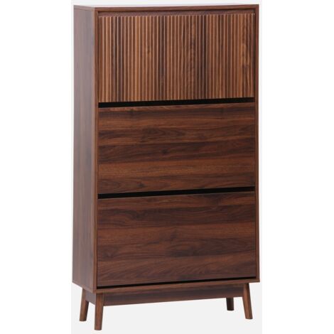 Mueble para zapatos de color nogal con 3 puertas