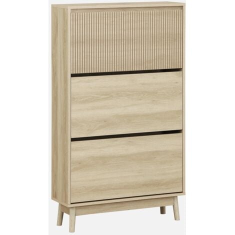 SWEEEK Mueble para zapatos de color nogal con 3 puertas